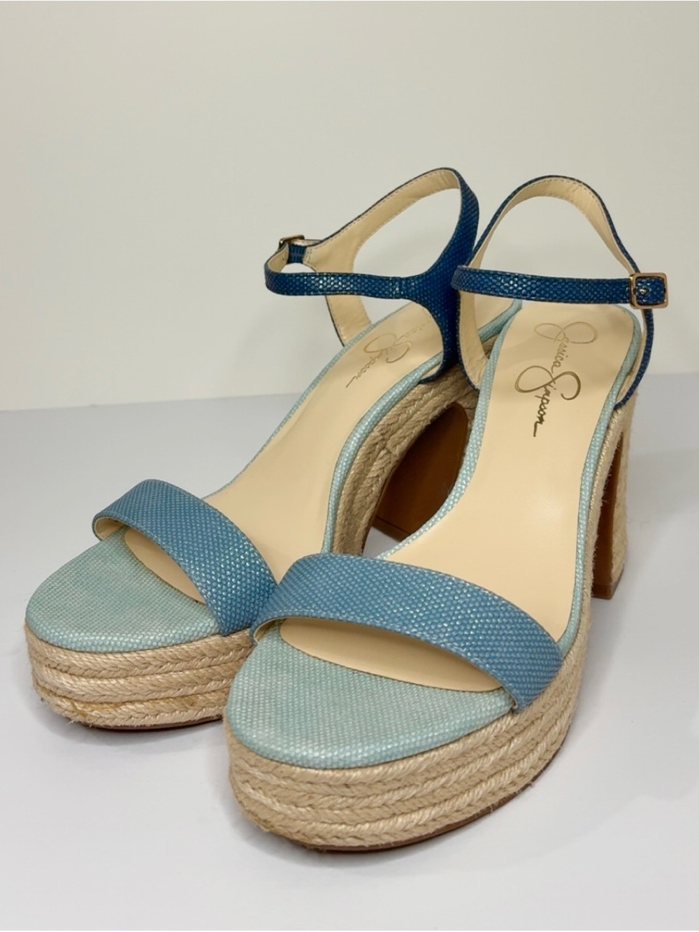 Jessica Simpson Two-Tone Blue Espadrille Platform Sandals Sz 10M